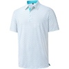 Mens Polo Shirts Dry Fit Breathable Printed Golf Shirt Summer(White Teal Dots)