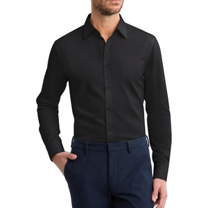 Men’s Cotton Dress Shirt Long Sleeve Wrinkle Free Button Down Shirts(Black)