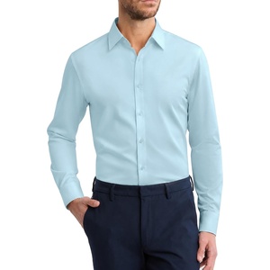 Men’s Cotton Dress Shirt Long Sleeve Wrinkle Free Button Down Shirts(Light Blue)