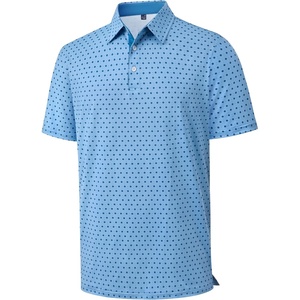Mens Polo Shirts Dry Fit Breathable Printed Golf Shirt Summer(Blue Dots)