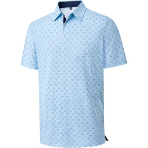 Mens Polo Shirts Dry Fit Breathable Printed Golf Shirt Summer(Blue Golf)