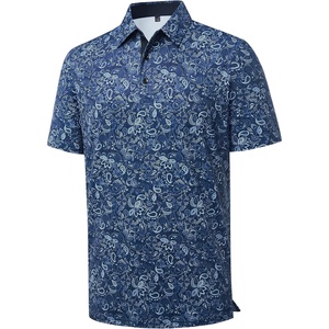 Mens Polo Shirts Dry Fit Breathable Printed Golf Shirt Summer(Navy Blue Paisley)