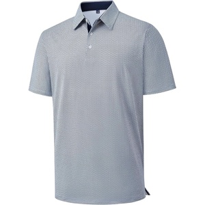 Mens Polo Shirts Dry Fit Breathable Printed Golf Shirt Summer(White Navy)