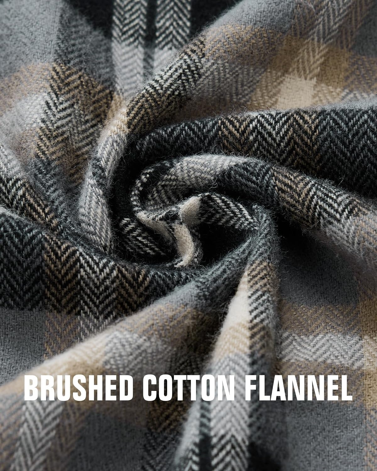 image:imageAlimensampGentle Mens 6 oz Flannel Button Down Long Sleeve Casual Plaid ShirtLilac Black
