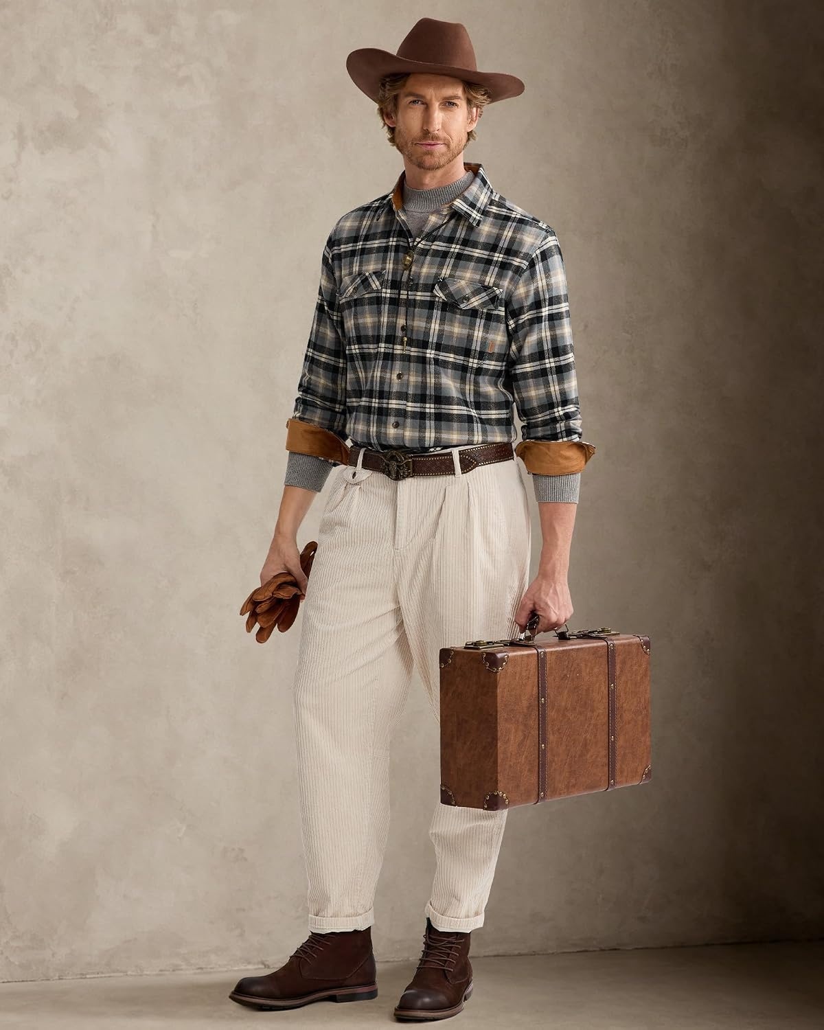 image:imageAlimensampGentle Mens 6 oz Flannel Button Down Long Sleeve Casual Plaid ShirtLilac Black