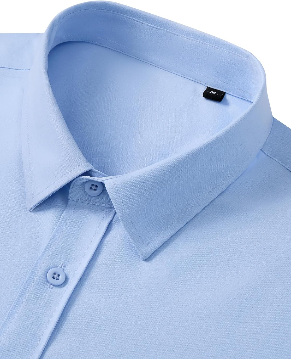 image:imageMens Short Sleeve Dress Shirt Wrinkle Free Button Down Shirt with PocketLight Blue