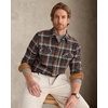 Alimens&Gentle Mens 6 oz Flannel Button Down Long Sleeve Casual Plaid Shirt(Brown Navy)