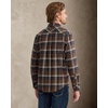 Alimens&Gentle Mens 6 oz Flannel Button Down Long Sleeve Casual Plaid Shirt(Brown Navy)