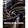 Alimens&Gentle Mens 6 oz Flannel Button Down Long Sleeve Casual Plaid Shirt(Brown Navy)