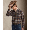 Alimens&Gentle Mens 6 oz Flannel Button Down Long Sleeve Casual Plaid Shirt(Brown Navy)