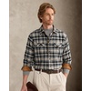 Alimens&Gentle Mens 6 oz Flannel Button Down Long Sleeve Casual Plaid Shirt(Lilac Black)