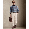 Alimens&Gentle Mens 6 oz Flannel Button Down Long Sleeve Casual Plaid Shirt(Navy Grey Brown)