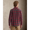 Alimens&Gentle Mens 6 oz Flannel Button Down Long Sleeve Casual Plaid Shirt(Red Black)