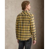 Alimens&Gentle Mens 6 oz Flannel Button Down Long Sleeve Casual Plaid Shirt(Yellow Navy)