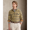 Alimens&Gentle Mens 6 oz Flannel Button Down Long Sleeve Casual Plaid Shirt(Yellow Navy)