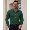 Men’s Oxford Stretch Shirt Casual Long Sleeve Button Down Dress Shirt(Green)