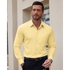 Men’s Oxford Stretch Shirt Casual Long Sleeve Button Down Dress Shirt(Yellow)