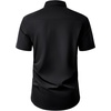 Mens Short Sleeve Dress Shirt Wrinkle Free Button Down Shirt with Pocket(Black)