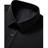 Mens Short Sleeve Dress Shirt Wrinkle Free Button Down Shirt with Pocket(Black)
