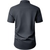 Mens Short Sleeve Dress Shirt Wrinkle Free Button Down Shirt with Pocket(Dark Grey)
