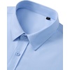 Mens Short Sleeve Dress Shirt Wrinkle Free Button Down Shirt with Pocket(Light Blue)