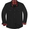 Alimens & Gentle Men’s Solid Flannel Shirts 100% Cotton Long Sleeve Shirt(Black)