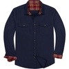 Alimens & Gentle Men’s Solid Flannel Shirts 100% Cotton Long Sleeve Shirt(Navy Blue)