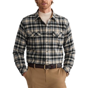 Alimens&Gentle Mens 6 oz Flannel Button Down Long Sleeve Casual Plaid Shirt(Lilac Black)