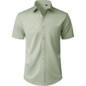 Mens Short Sleeve Dress Shirt Wrinkle Free Button Down Shirt with Pocket(Sage Green)
