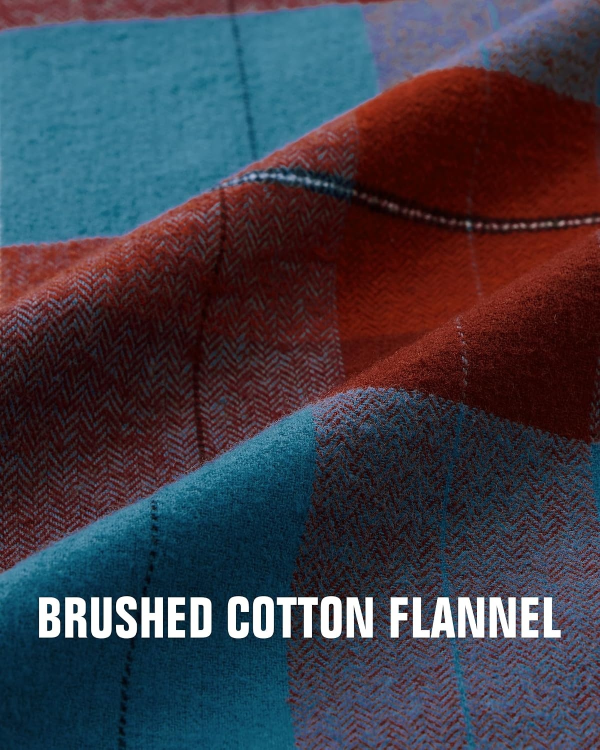 image:imageAlimensampGentle Mens 6 oz Flannel Button Down Long Sleeve Casual Plaid ShirtBlue Red