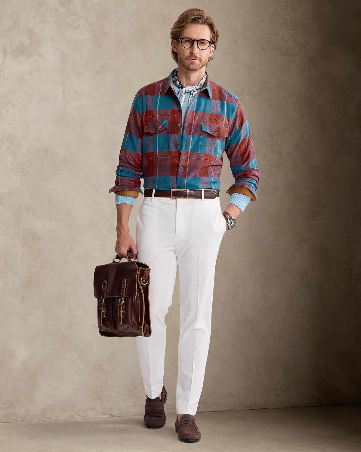 image:imageAlimensampGentle Mens 6 oz Flannel Button Down Long Sleeve Casual Plaid ShirtBlue Red