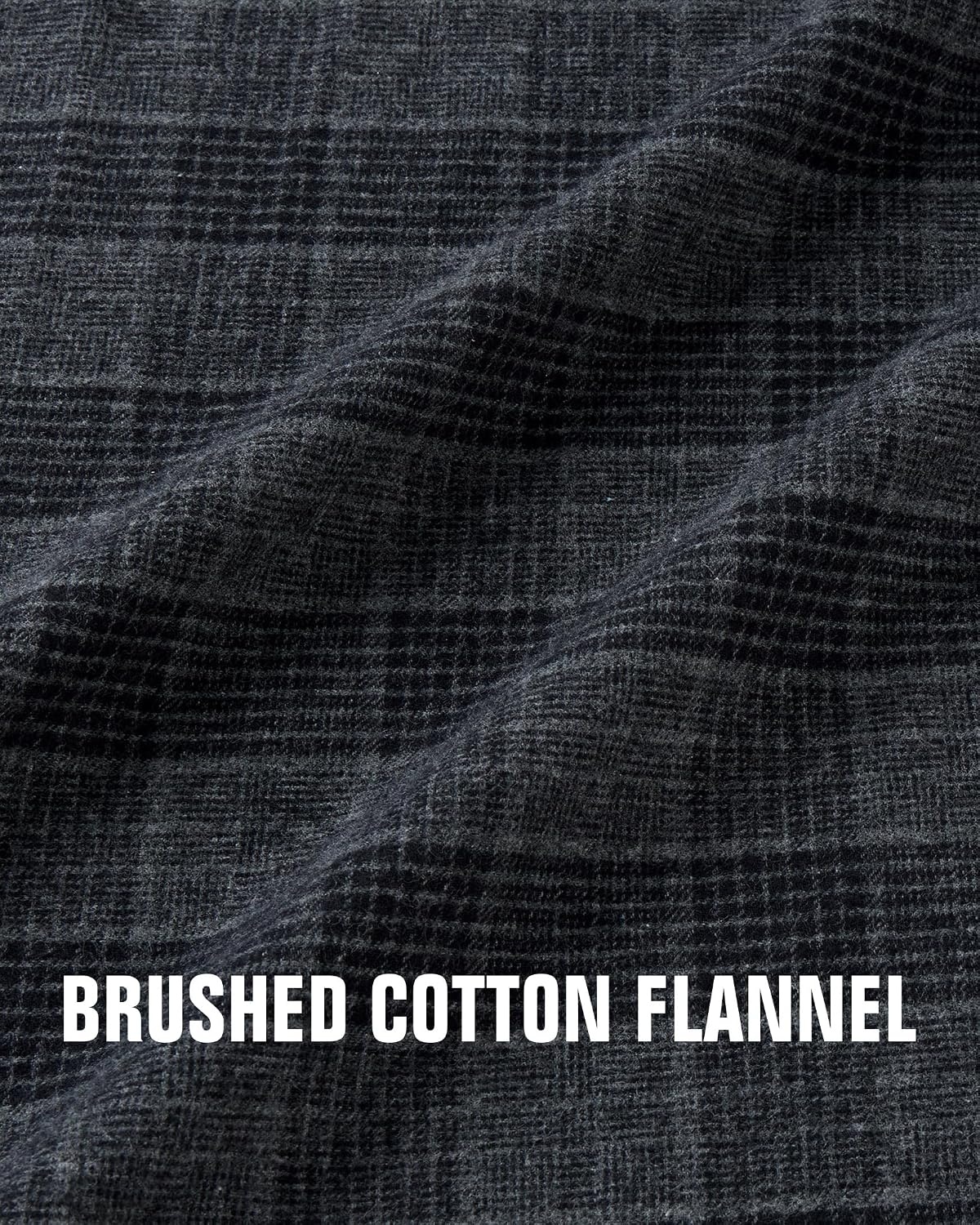 image:imageAlimensampGentle Mens 6 oz Flannel Button Down Long Sleeve Casual Plaid ShirtGrey Black