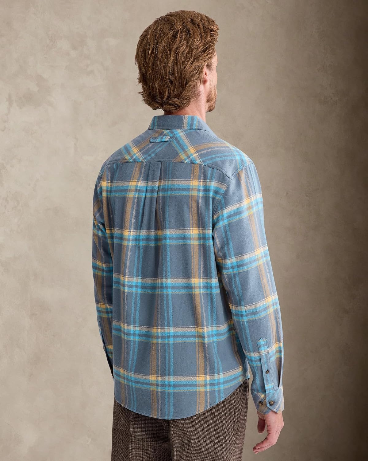 image:imageAlimensampGentle Mens 6 oz Flannel Button Down Long Sleeve Casual Plaid ShirtLight Blue Orange
