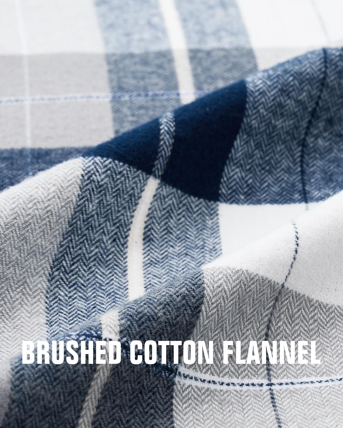 image:imageAlimensampGentle Mens 6 oz Flannel Button Down Long Sleeve Casual Plaid ShirtNavy White