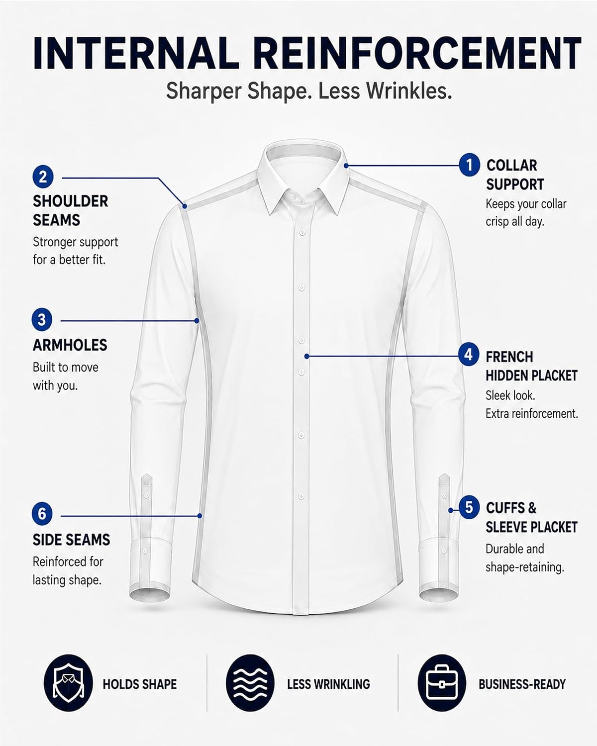 image:imageMens SilkBlend Dress Shirt Long Sleeve Regular Fit Button Down ShirtsWhite