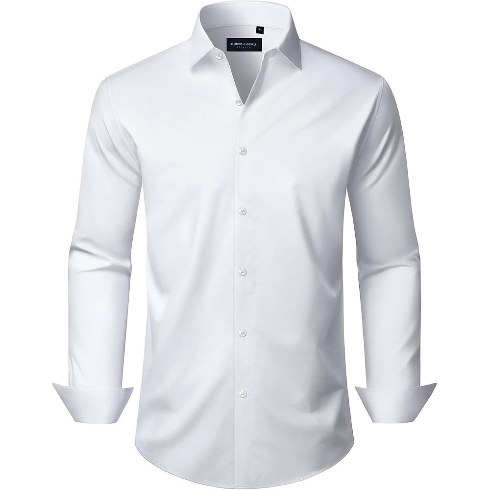 image:imageMens Long Sleeve Dress Shirts Wrinkle Free Stretch Button Down ShirtWhite