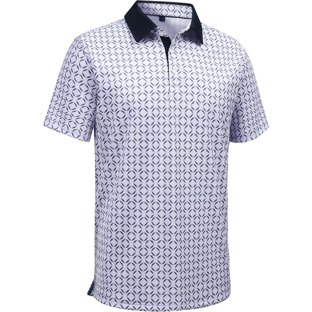 image:imageMens Polo Shirts Stretch Dry Fit Printed Golf Shirt Summer Party Beach TopsBlue Circle Square