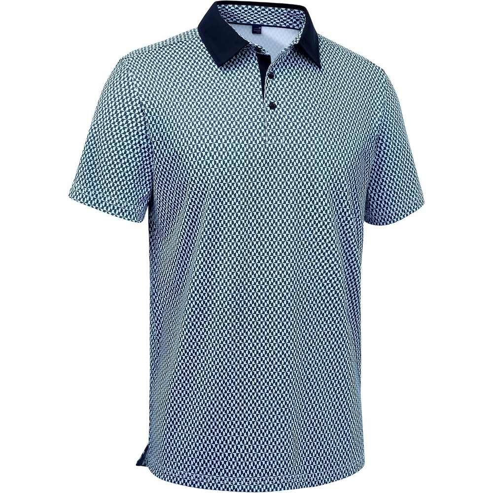 image:imageMens Polo Shirts Stretch Dry Fit Printed Golf Shirt Summer Party Beach TopsNavy Square