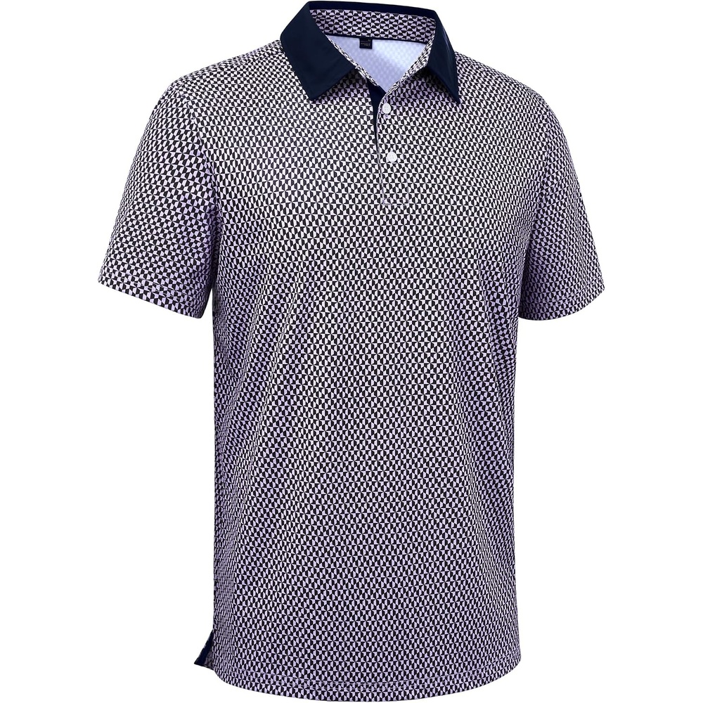 image:imageMens Polo Shirts Stretch Dry Fit Printed Golf Shirt Summer Party Beach TopsPurple Square