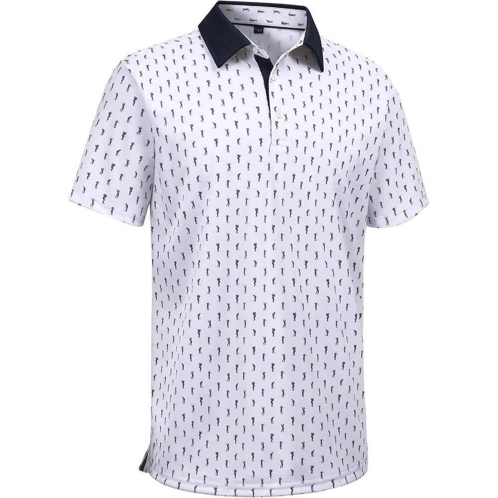 image:imageMens Polo Shirts Stretch Dry Fit Printed Golf Shirt Summer Party Beach TopsWhite Golf Club
