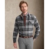 Alimens&Gentle Mens 6 oz Flannel Button Down Long Sleeve Casual Plaid Shirt(Black Grey)