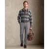 Alimens&Gentle Mens 6 oz Flannel Button Down Long Sleeve Casual Plaid Shirt(Black Grey)