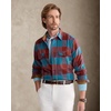 Alimens&Gentle Mens 6 oz Flannel Button Down Long Sleeve Casual Plaid Shirt(Blue Red)
