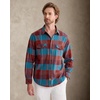 Alimens&Gentle Mens 6 oz Flannel Button Down Long Sleeve Casual Plaid Shirt(Blue Red)