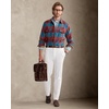 Alimens&Gentle Mens 6 oz Flannel Button Down Long Sleeve Casual Plaid Shirt(Blue Red)