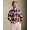 Alimens&Gentle Mens 6 oz Flannel Button Down Long Sleeve Casual Plaid Shirt(Brown Red Blue)