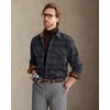 Alimens&Gentle Mens 6 oz Flannel Button Down Long Sleeve Casual Plaid Shirt(Grey Black)