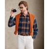 Alimens&Gentle Mens 6 oz Flannel Button Down Long Sleeve Casual Plaid Shirt(Navy Grey Orange)