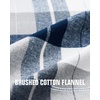 Alimens&Gentle Mens 6 oz Flannel Button Down Long Sleeve Casual Plaid Shirt(Navy White)