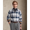 Alimens&Gentle Mens 6 oz Flannel Button Down Long Sleeve Casual Plaid Shirt(Navy White)
